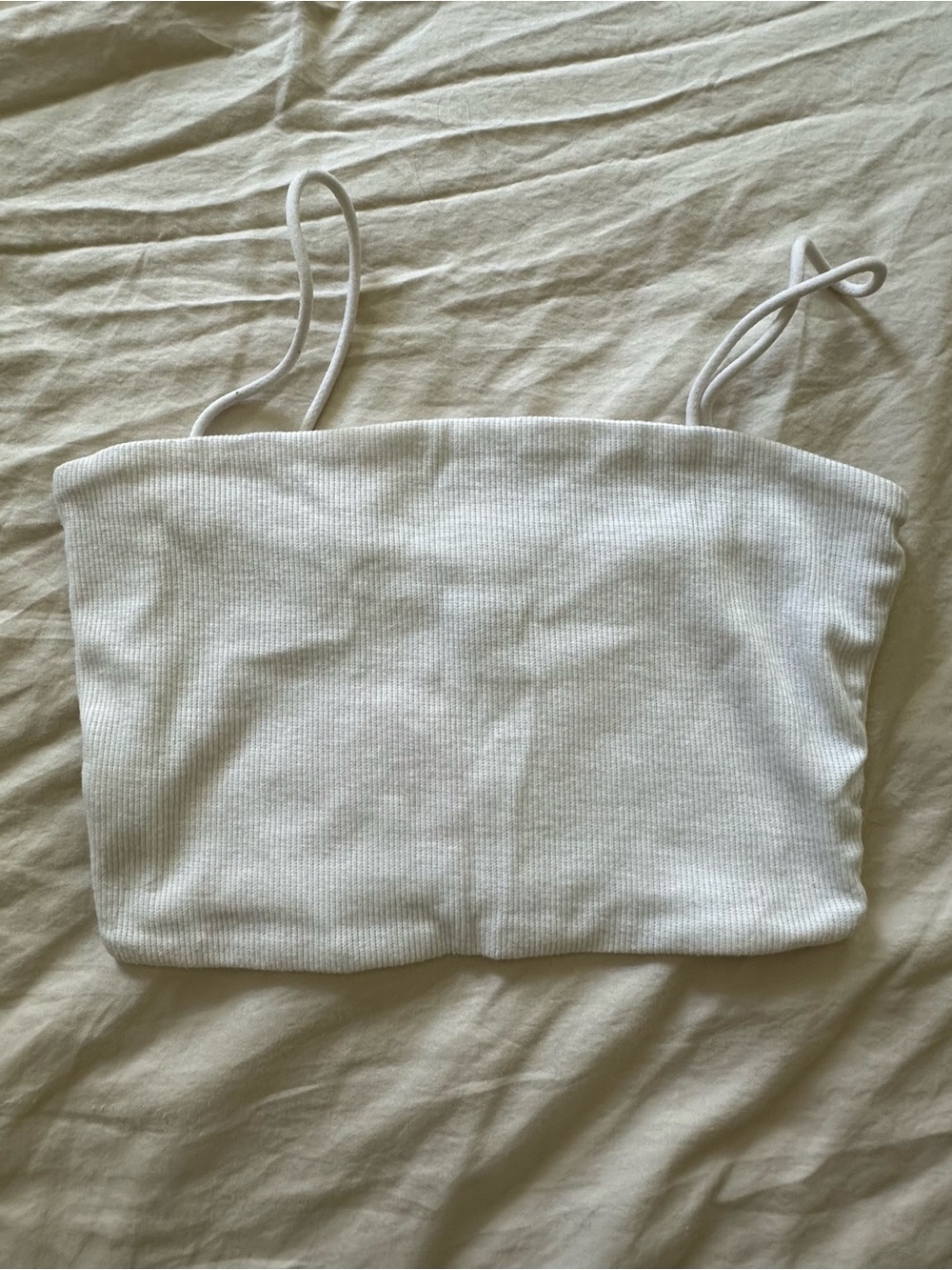 SHEIN White Ribbed Spaghetti Strap Tube Camisole